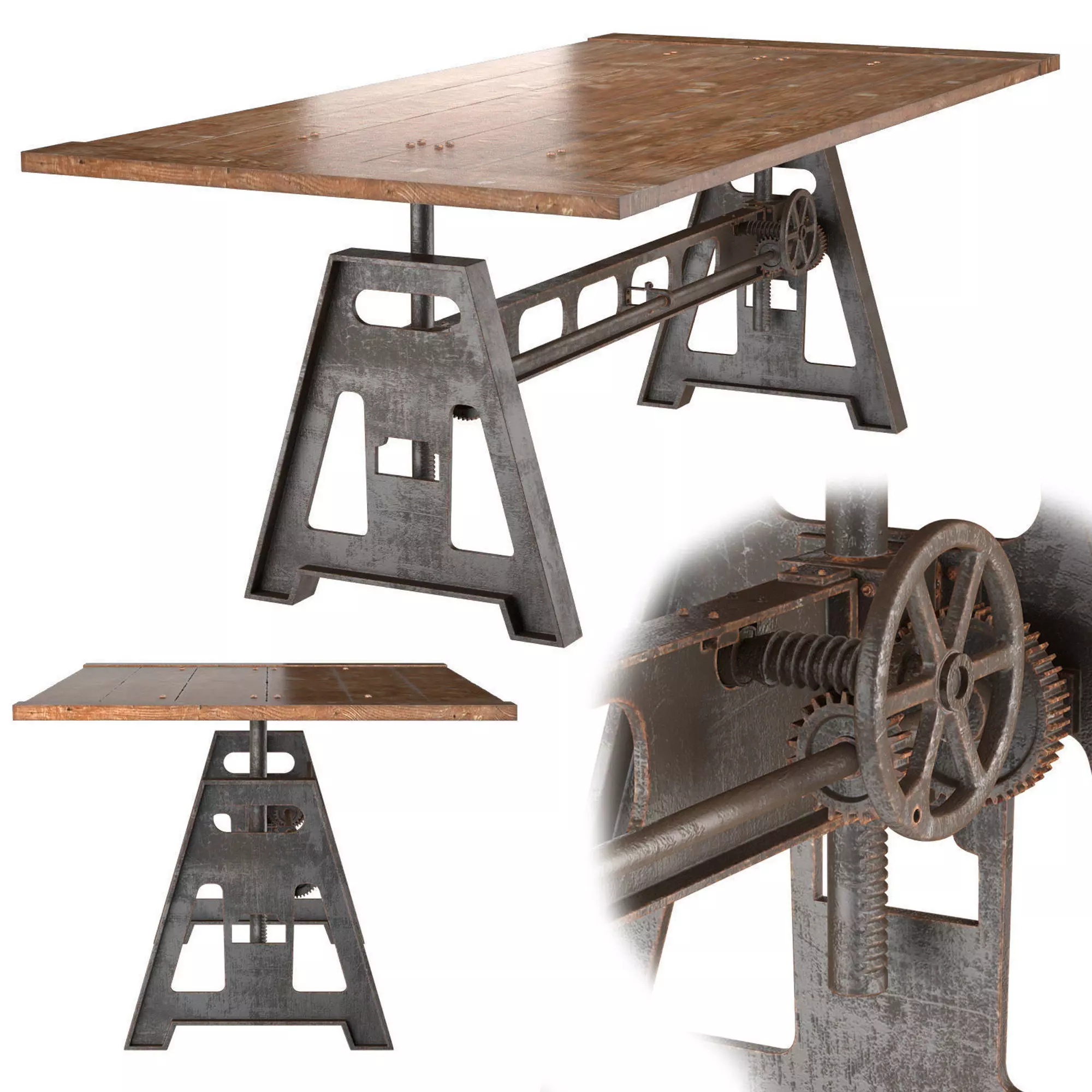 GARIBALDI Dining Table Industrial 3D model_0