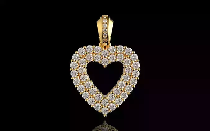 Elegant Heart Shaped Diamond Pendant 3D print model