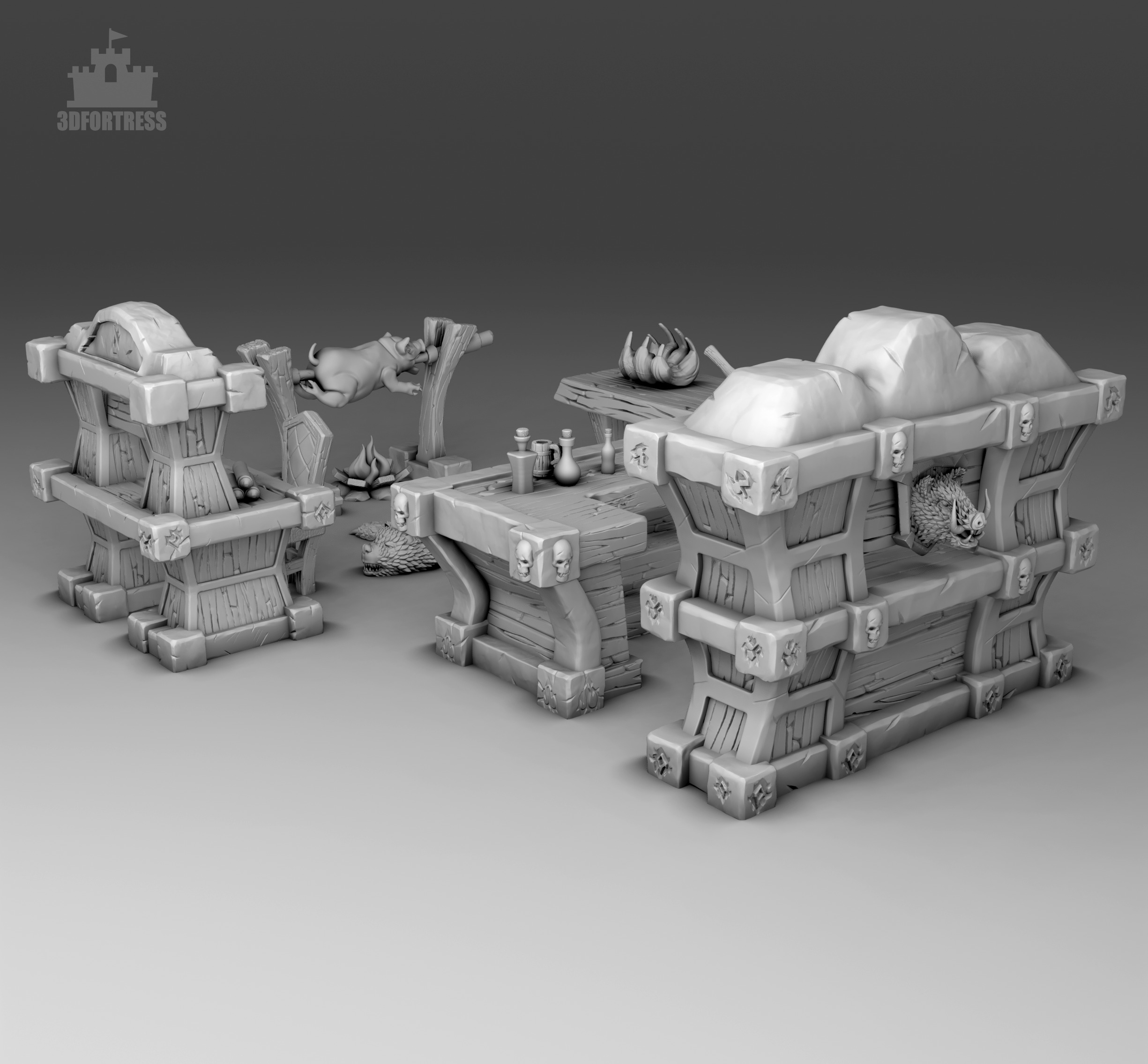 Kitchen and tavern furniture  3D print model_2