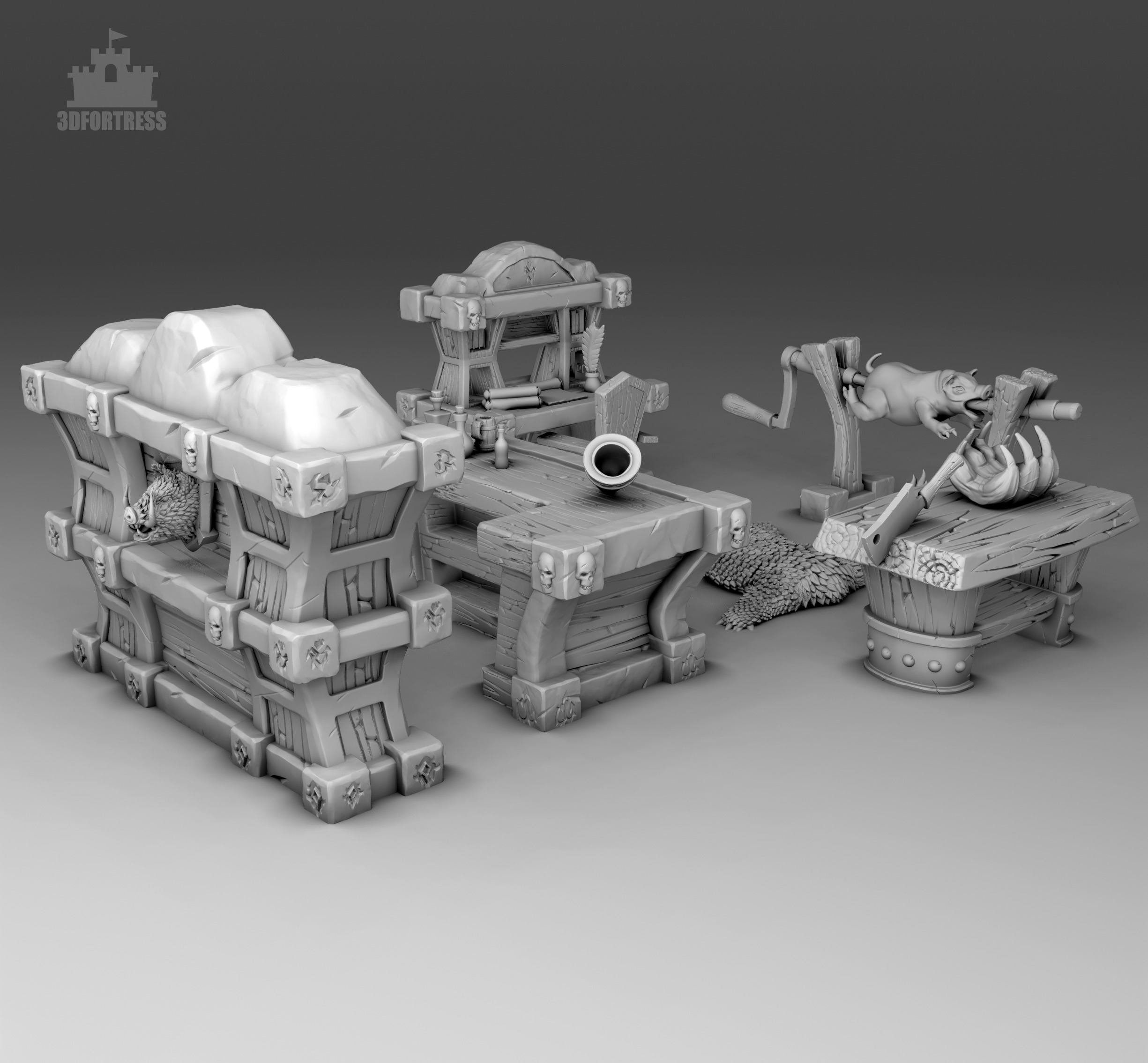 Kitchen and tavern furniture  3D print model_4