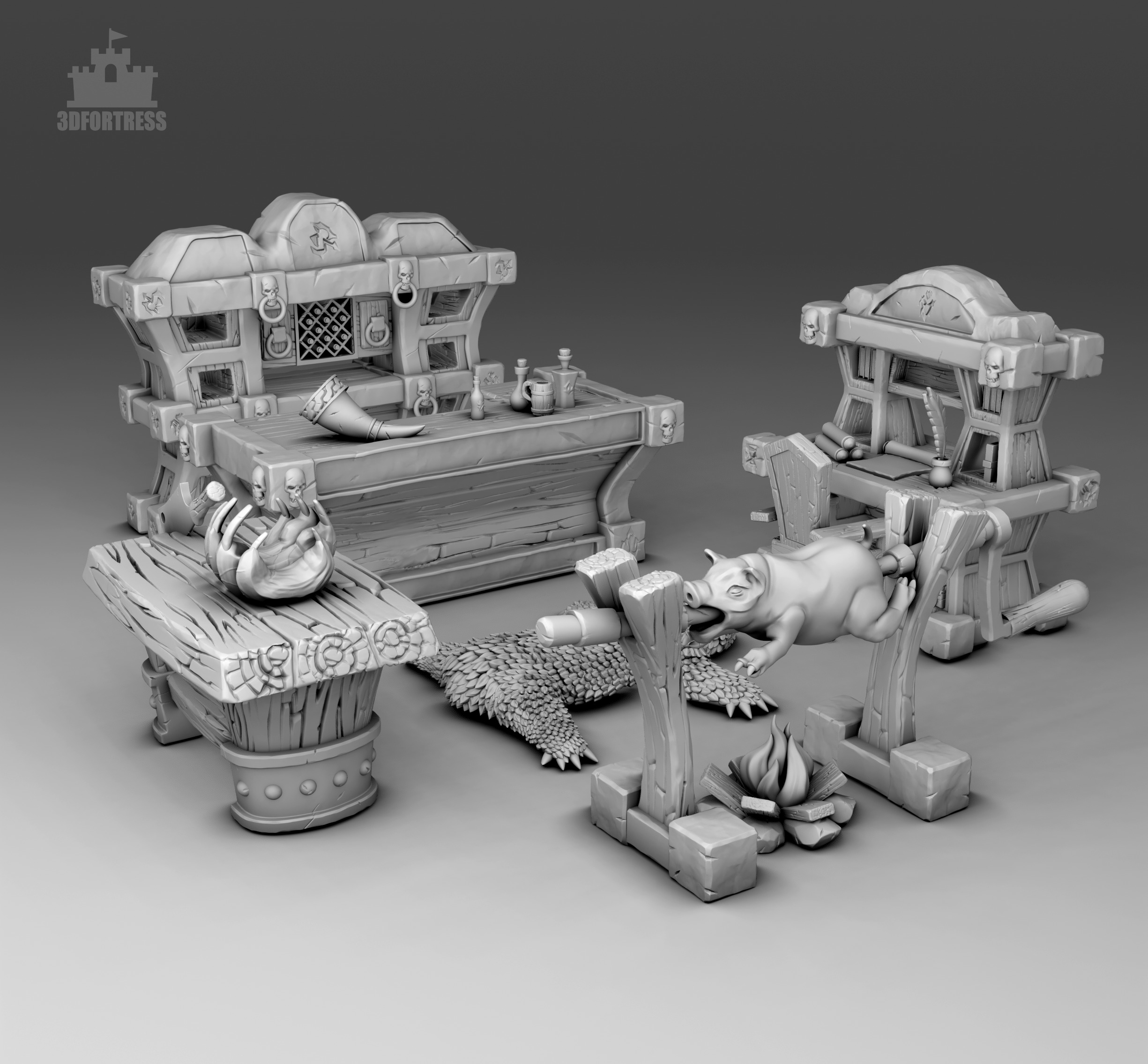 Kitchen and tavern furniture  3D print model_3
