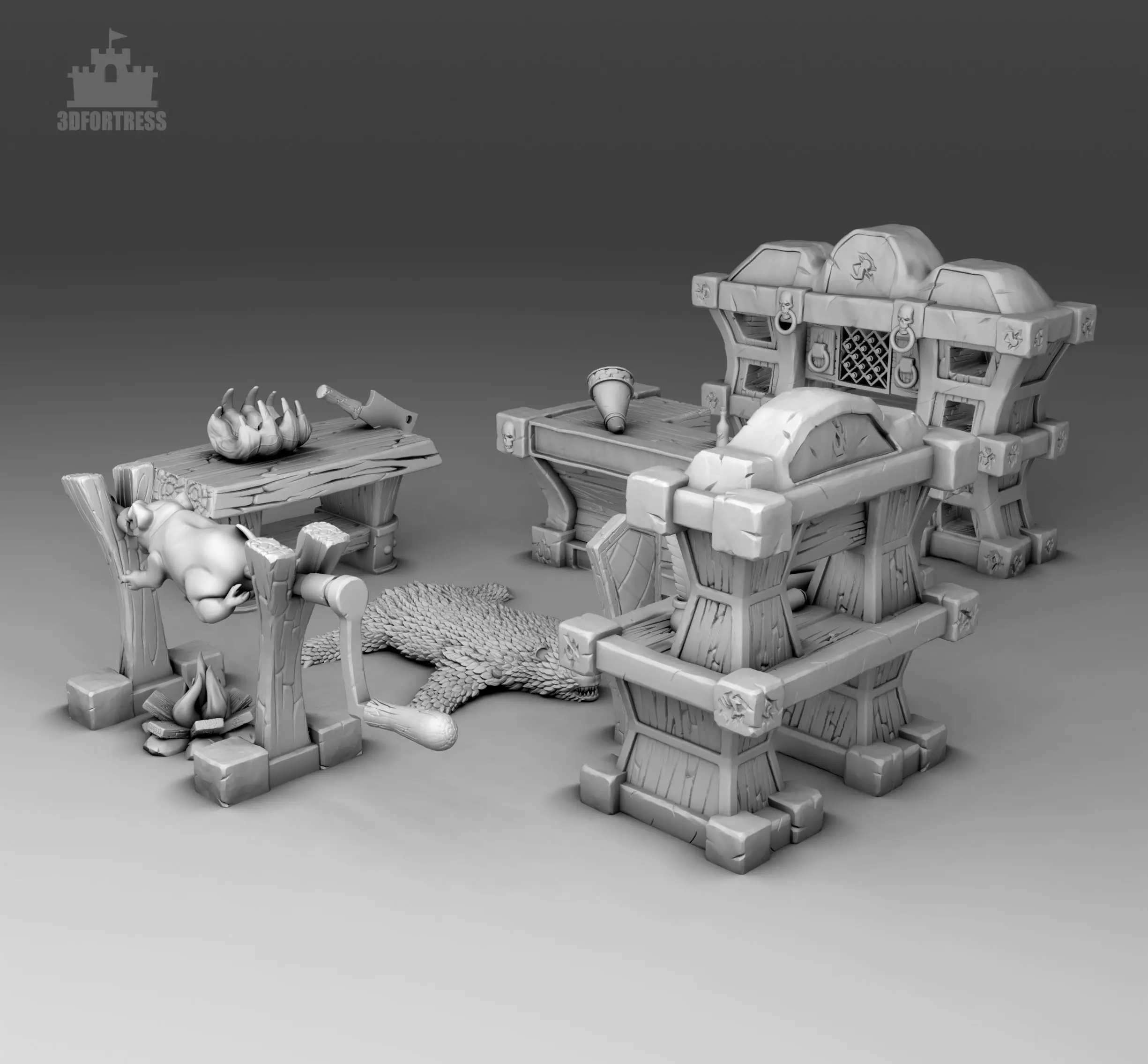 Kitchen and tavern furniture  3D print model_0