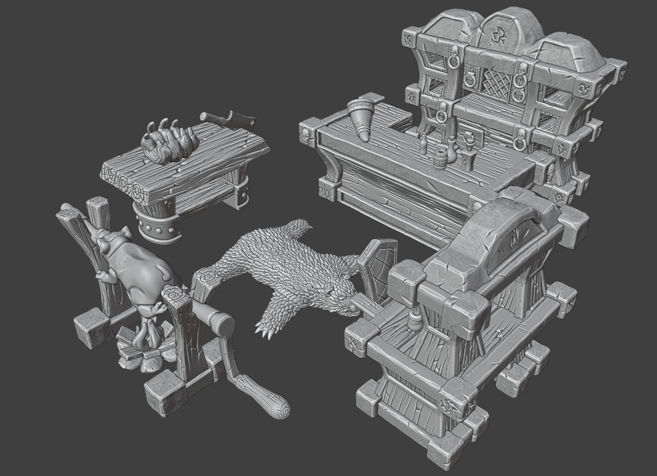 Kitchen and tavern furniture  3D print model_12