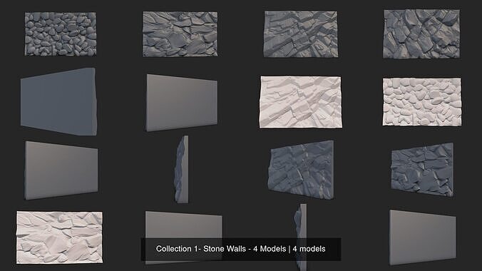 Collection 1- Stone Walls - 4 Models 