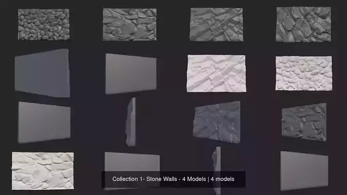 Collection 1- Stone Walls - 4 Models