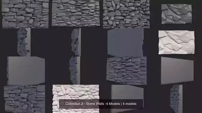Collection 2 - Stone Walls -4 Models 