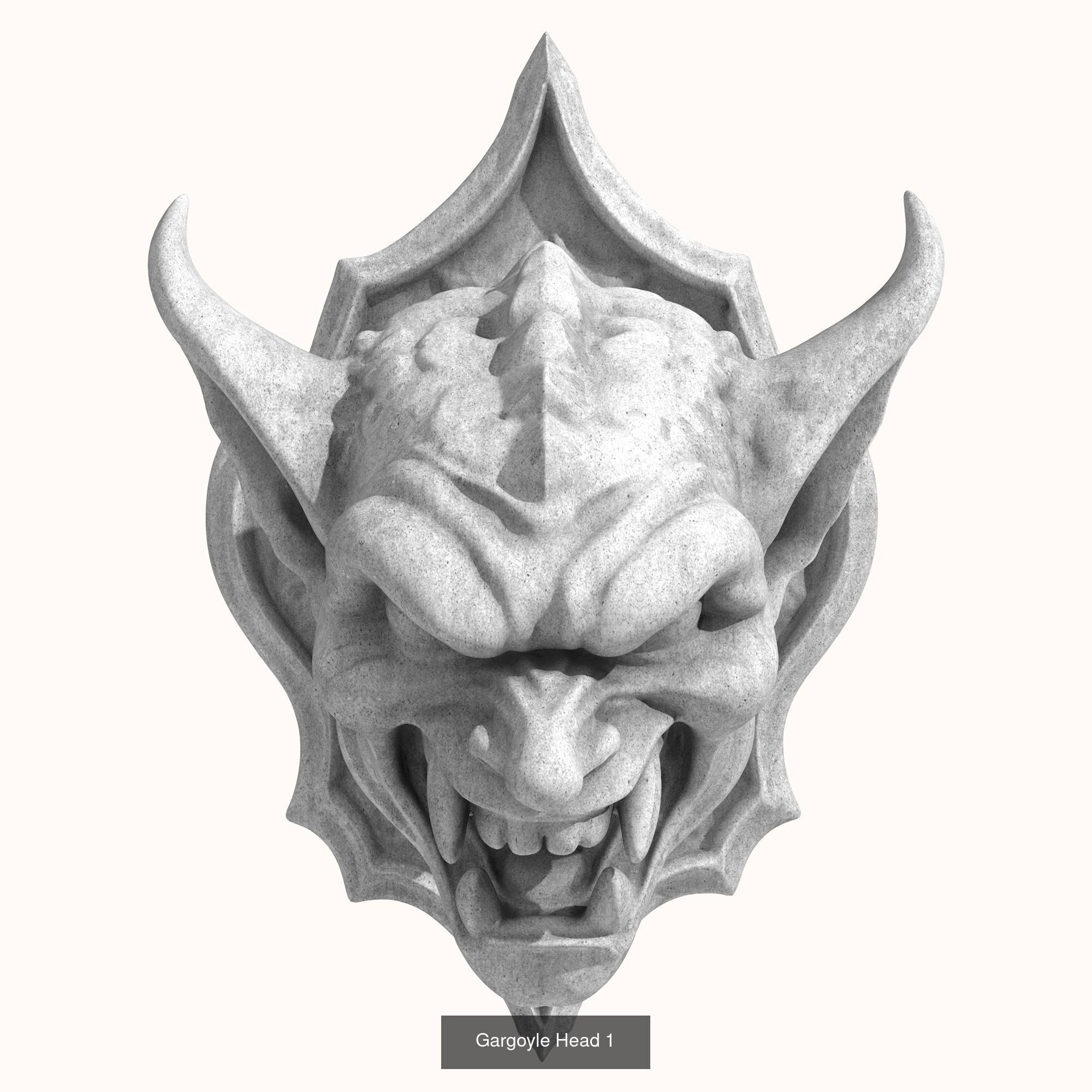 Gargoyle Heads - 8 Models 3D Model Collection_7