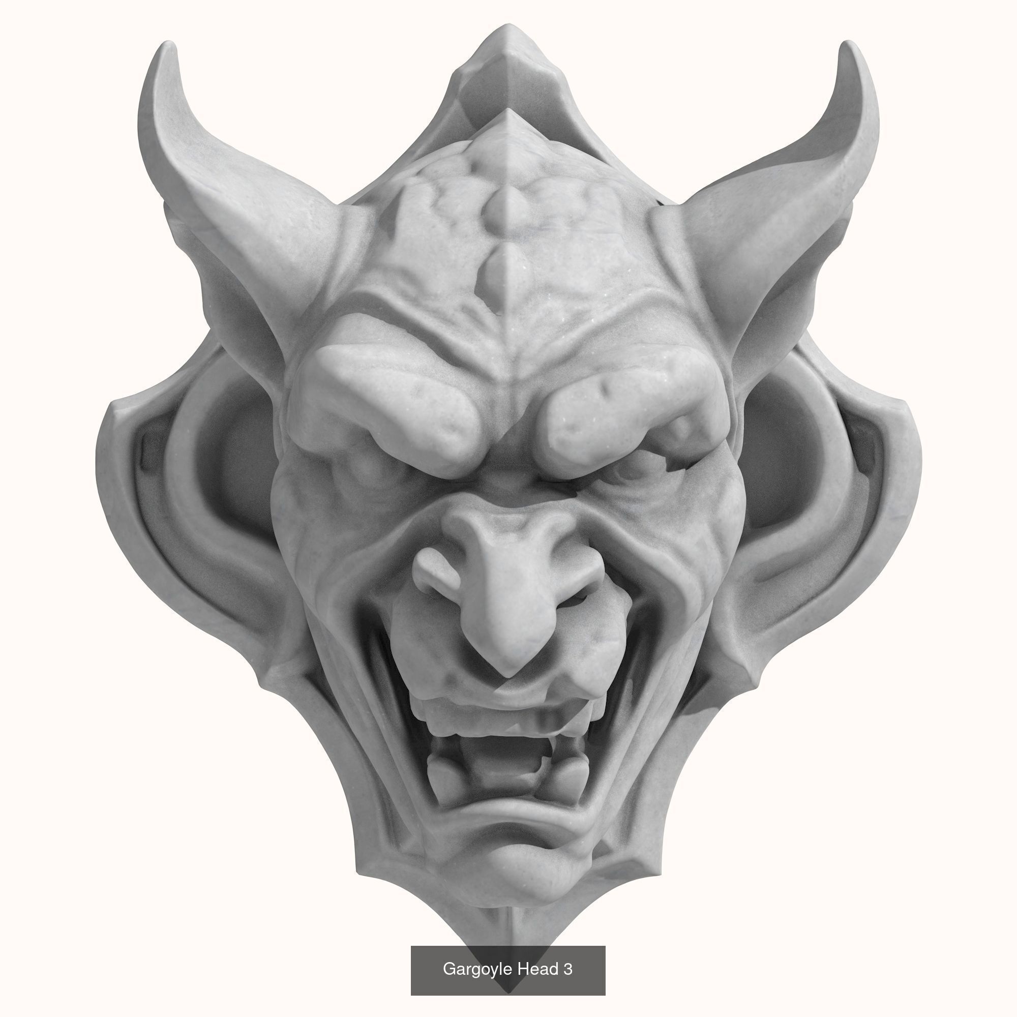 Gargoyle Heads - 8 Models 3D Model Collection_5