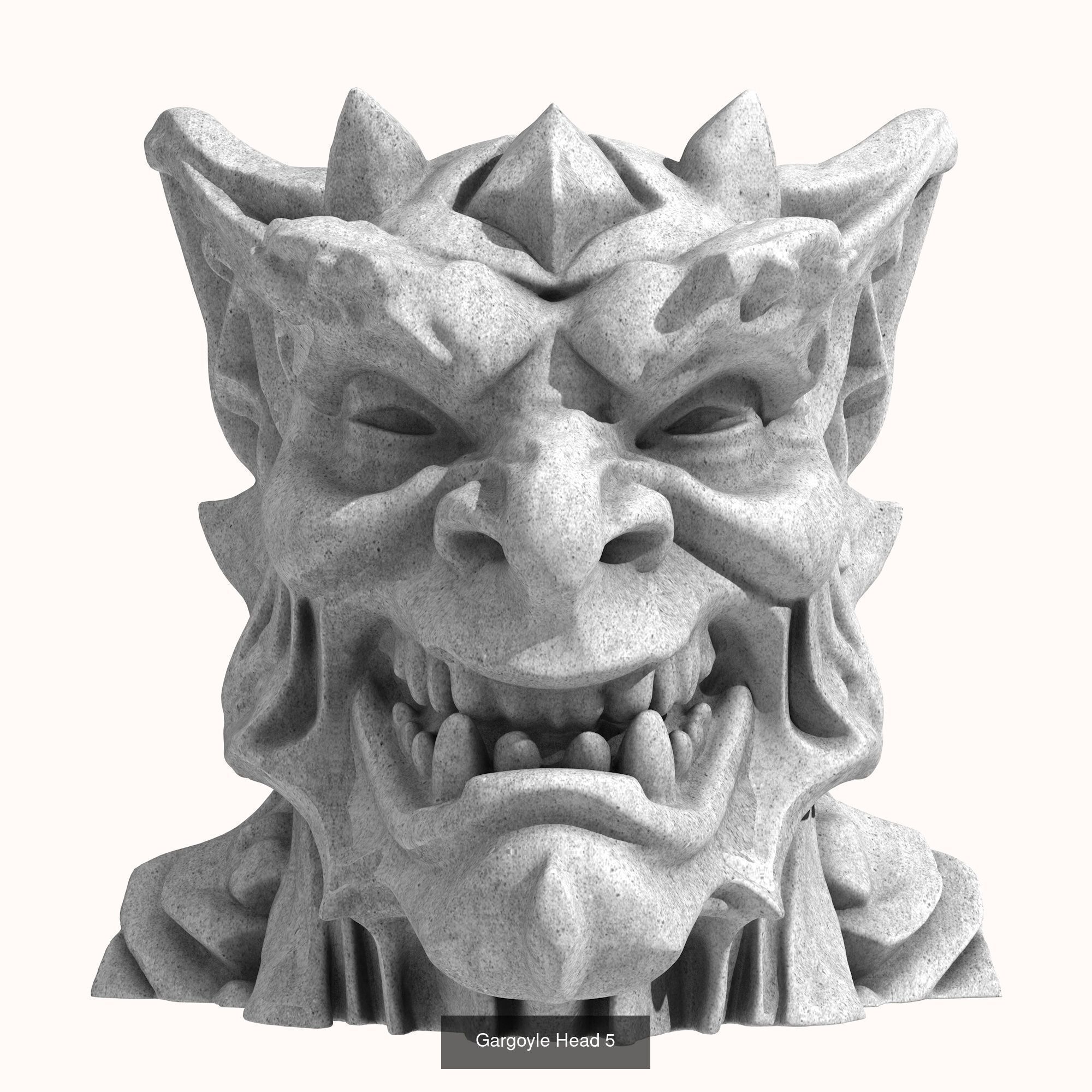 Gargoyle Heads - 8 Models 3D Model Collection_4
