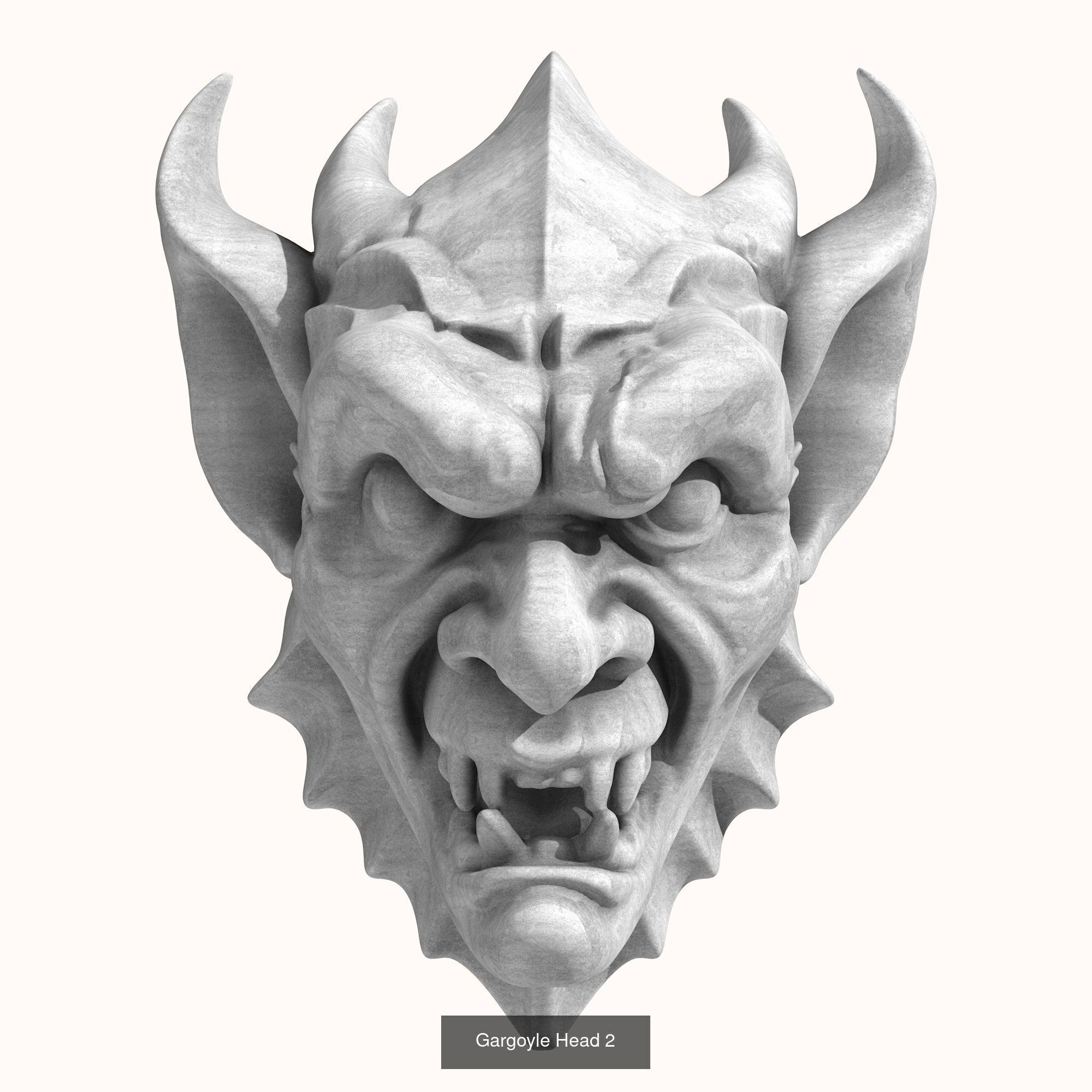 Gargoyle Heads - 8 Models 3D Model Collection_6