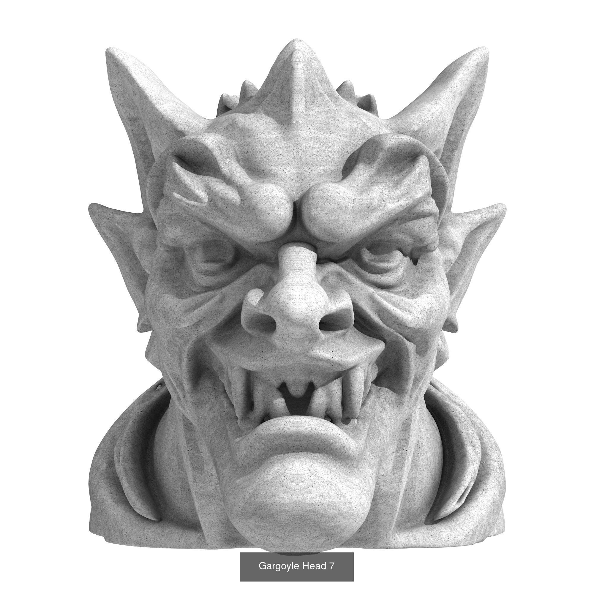 Gargoyle Heads - 8 Models 3D Model Collection_2