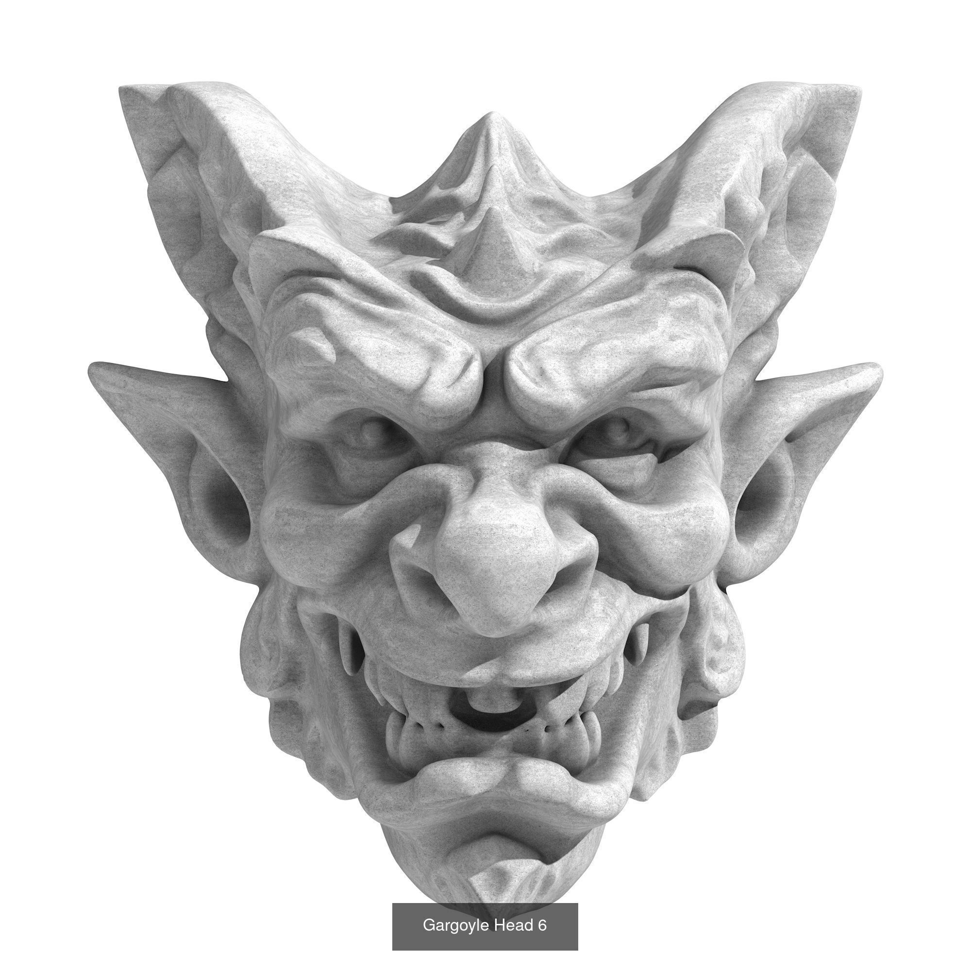 Gargoyle Heads - 8 Models 3D Model Collection_3