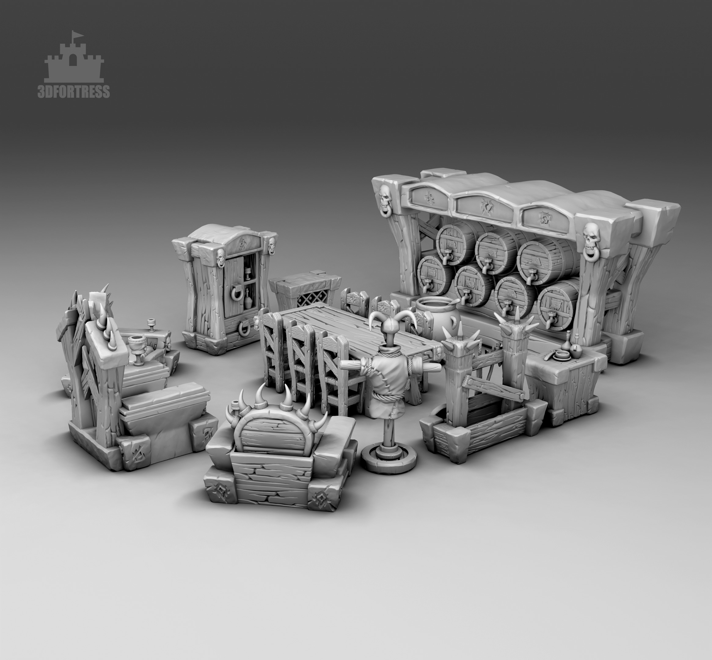Furniture for the tavern 3D print model_1