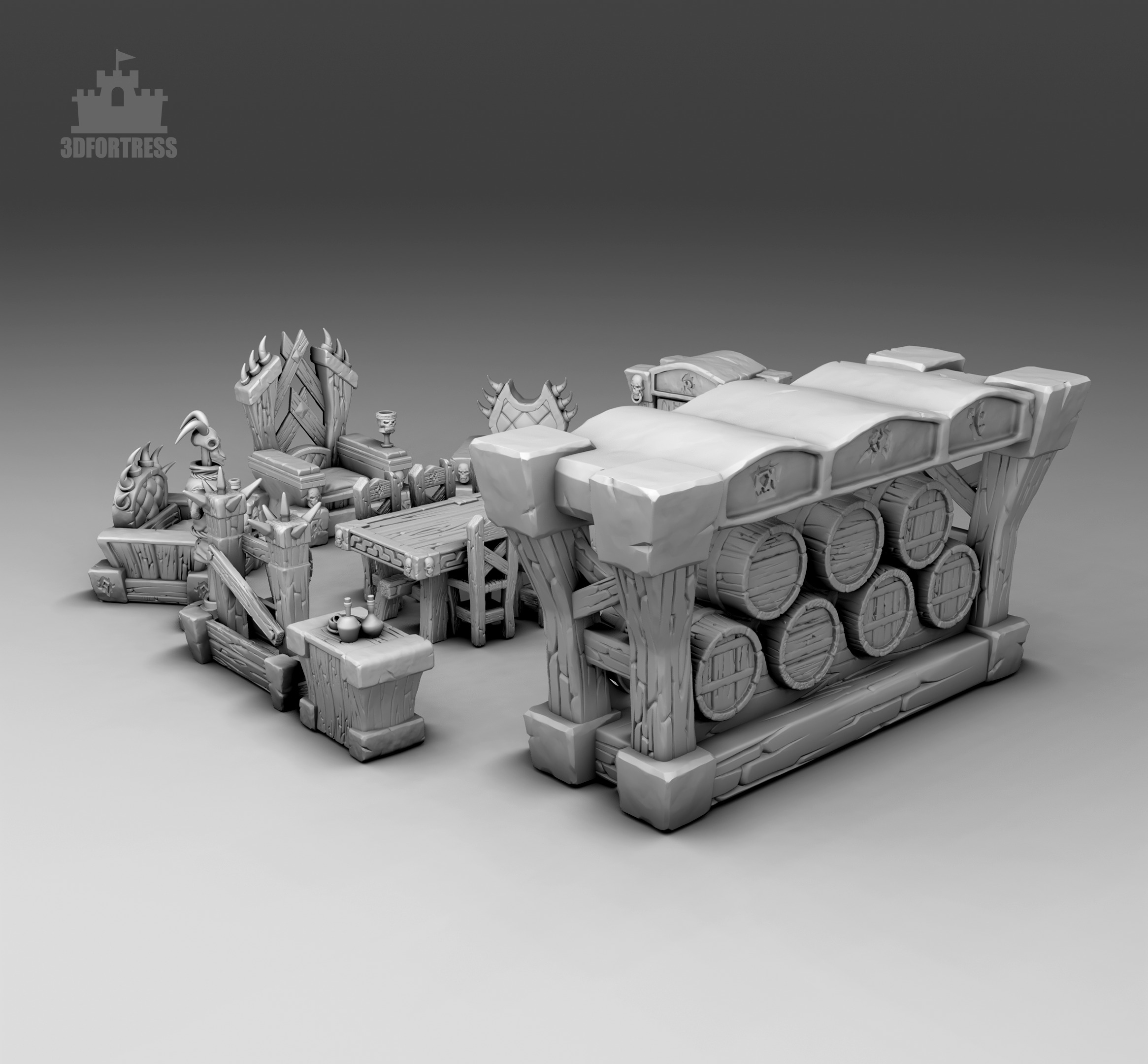 Furniture for the tavern 3D print model_3