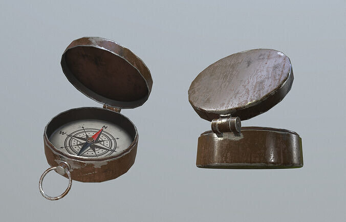 Low-poly old compass Low-poly 3D model