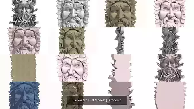 Green Man - 3 Models 3D Model Collection