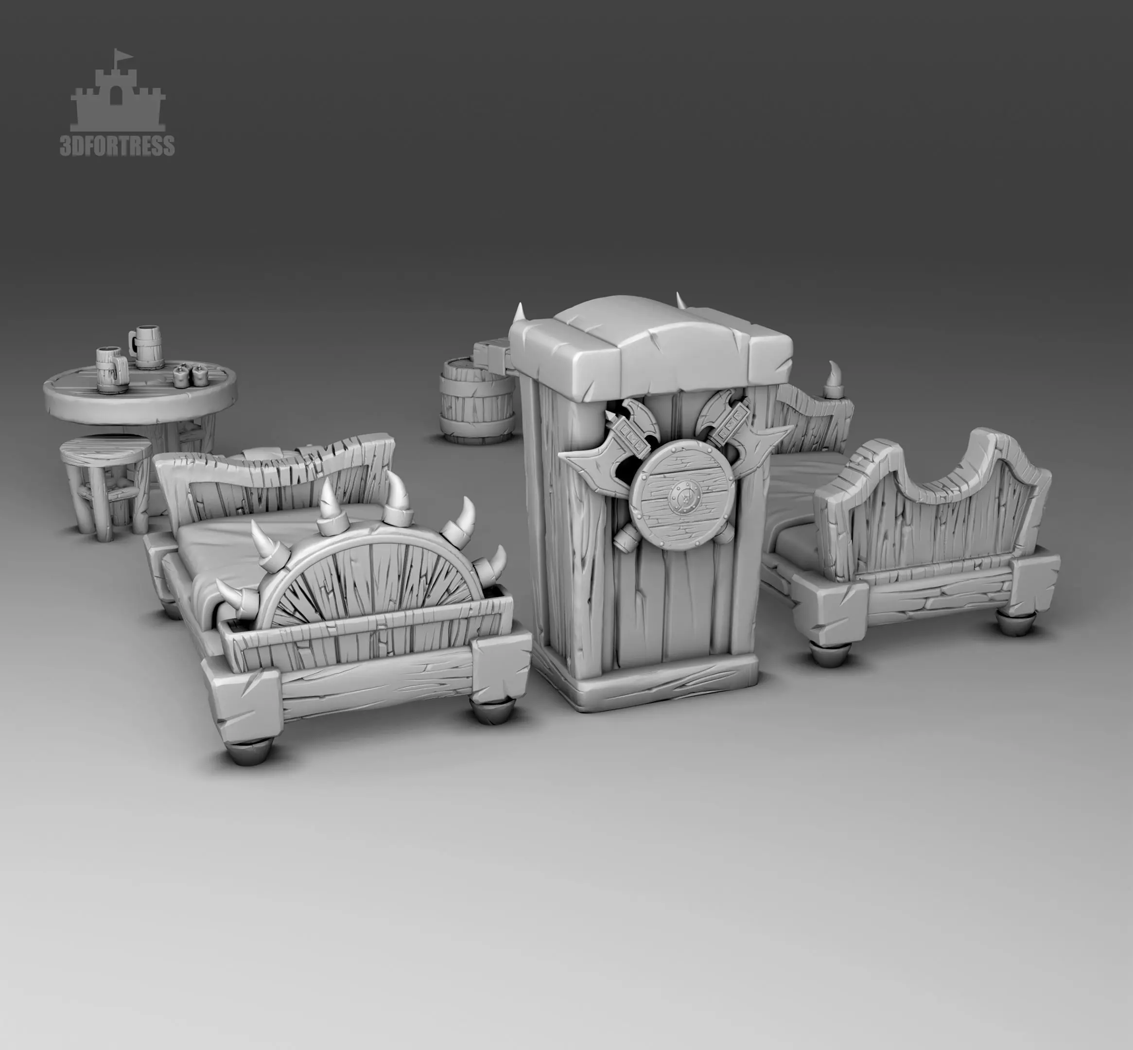 Bedroom Furniture Set 3D print model_0