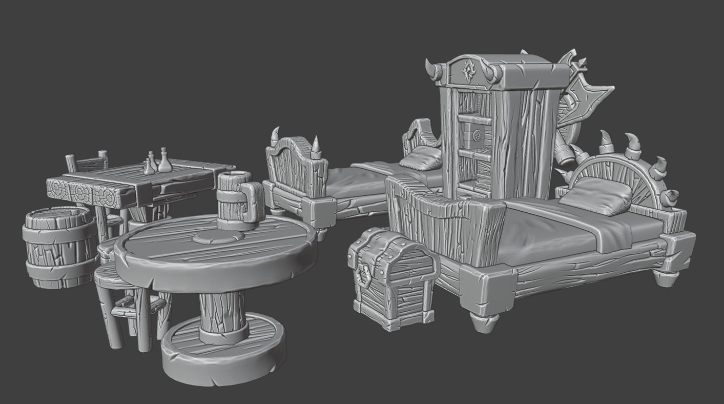 Bedroom Furniture Set 3D print model_3