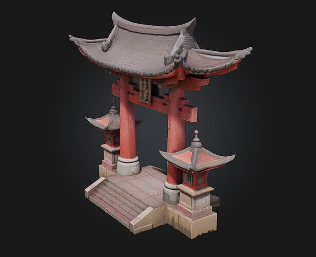 Torii Gate Illustration  A Symbol of Passage and Peace 3D model 2
