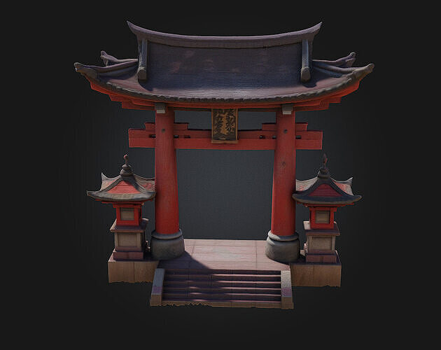 Torii Gate Illustration  A Symbol of Passage and Peace 3D model 4
