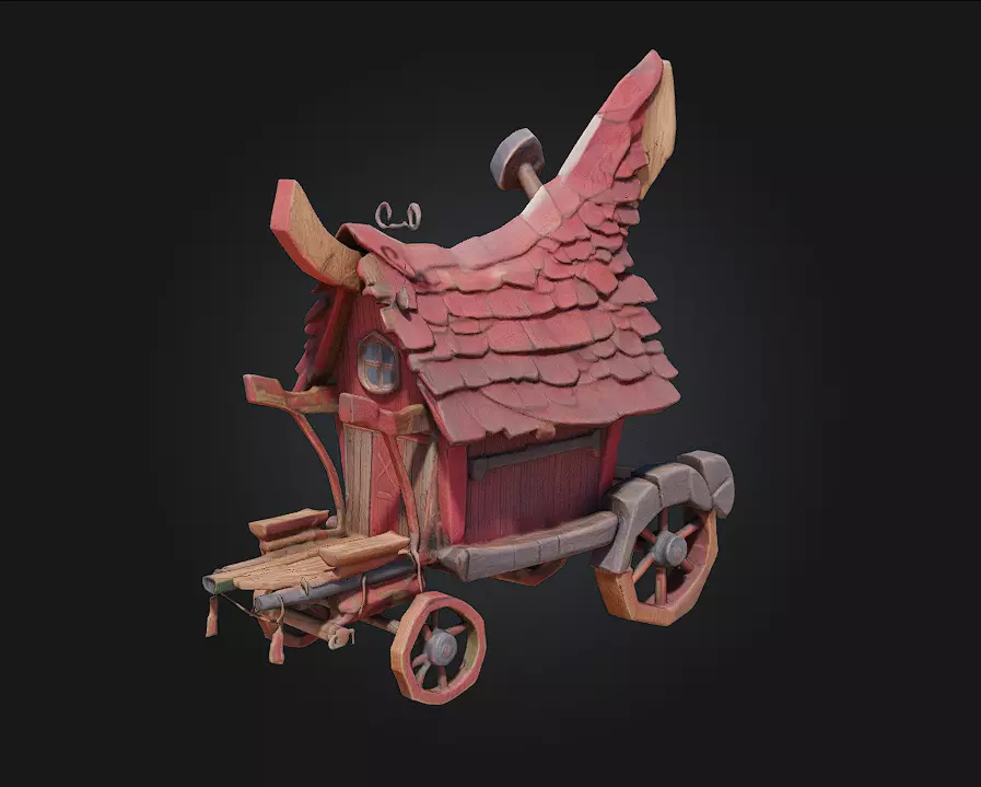 Wagon Cottage A Cozy Retreat on Wheels 3D model