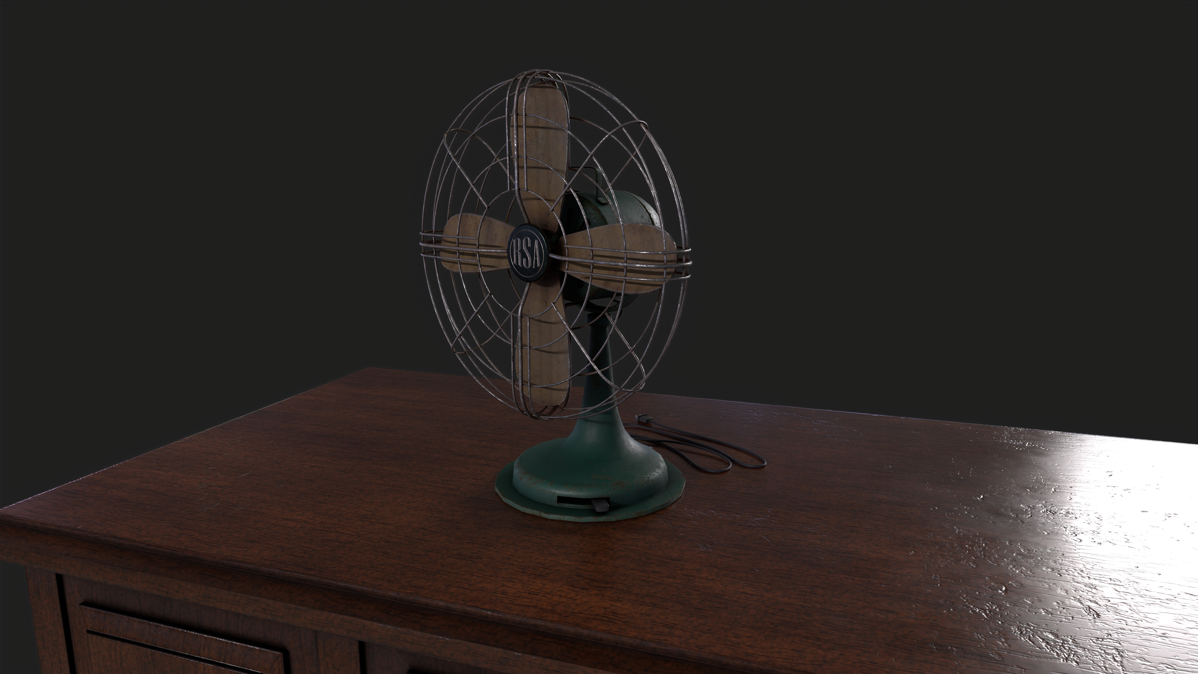 Old Fan Low-poly 3D model_4