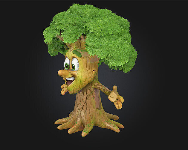 Happy Tree Friend  A Whimsical Woodland Companion 3D model 2