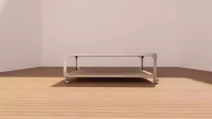 Industrial Style Coffee Table - Metal and Wood 3D Model