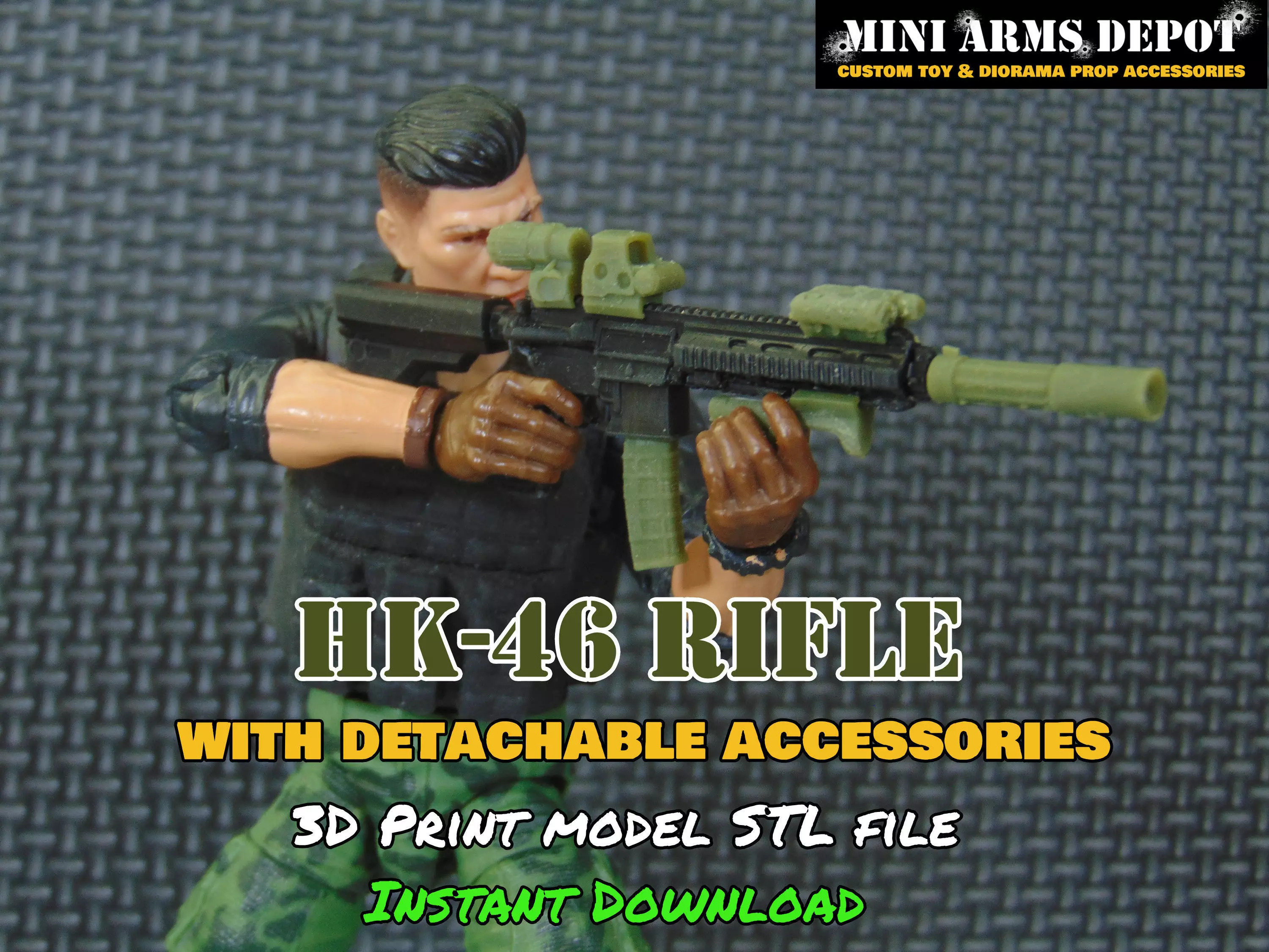 Custom 112 HK46 Modular Assault Rifle for GI JOE Classified 3D print model_0