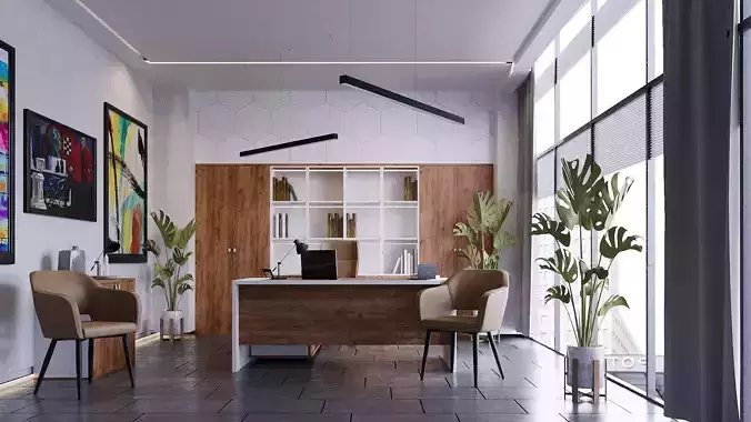 Modern middle-management office design 3D model