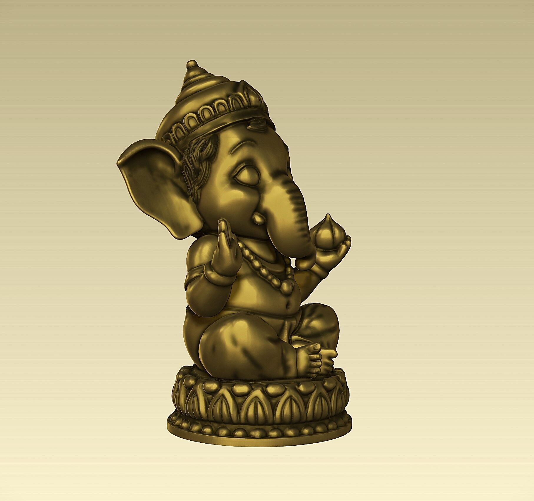 Cute Baby Ganesha statue v2 3D print model_3