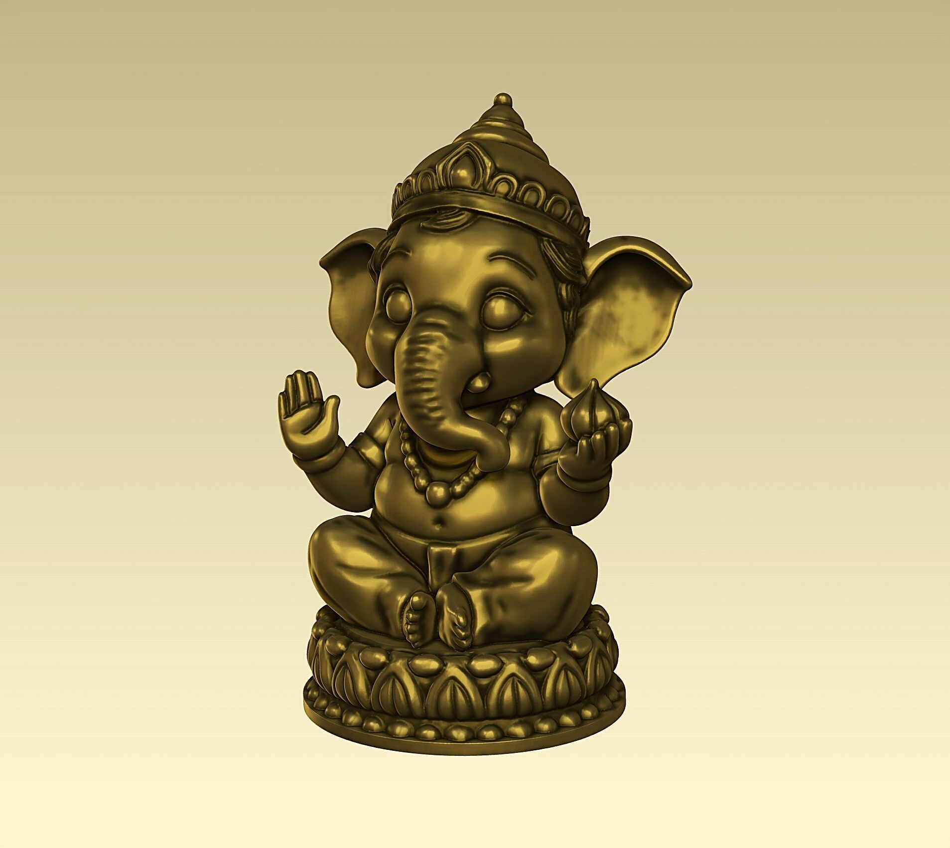 Cute Baby Ganesha statue v2 3D print model_1