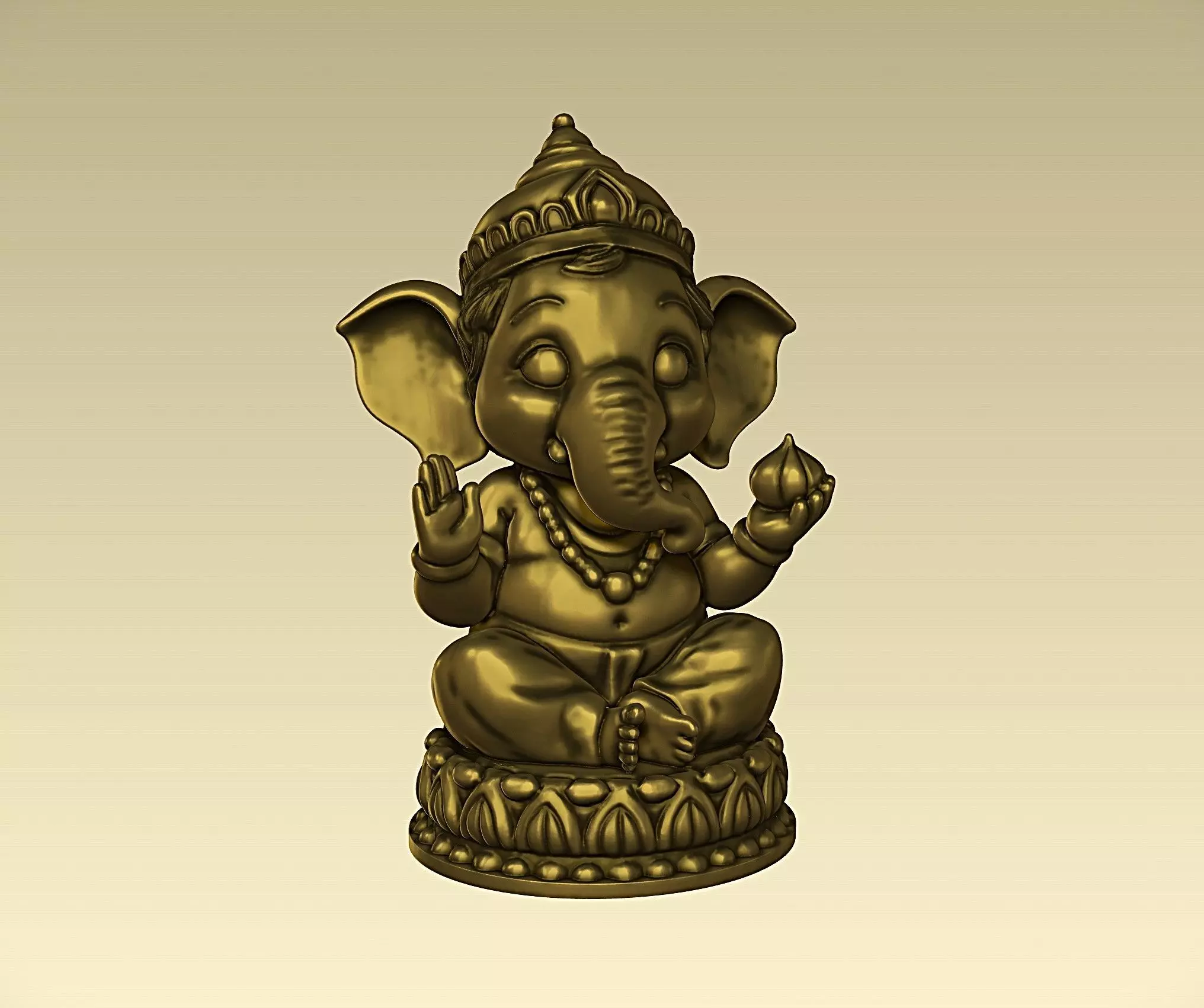 Cute Baby Ganesha statue v2 3D print model_0