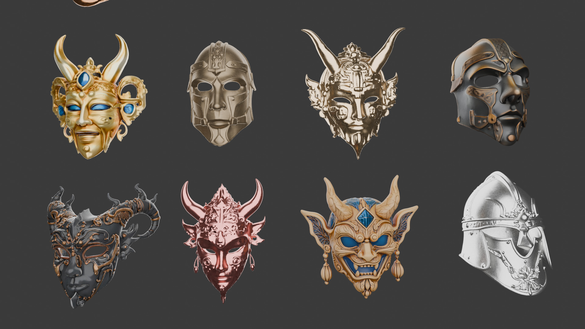 Epic Mythical Masks Collection - 3D Model Bundle Low-poly 3D model_5