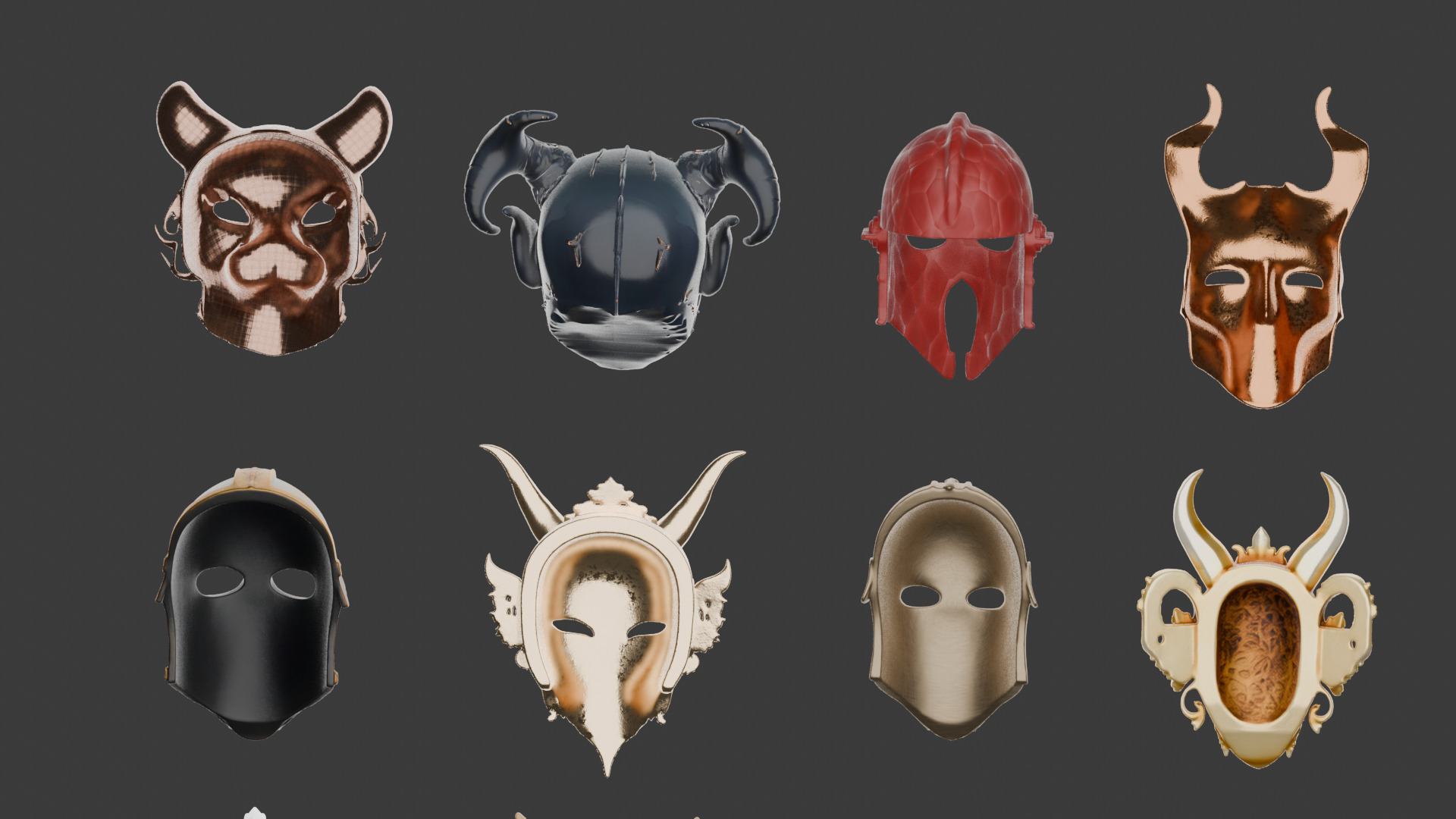 Epic Mythical Masks Collection - 3D Model Bundle Low-poly 3D model_8