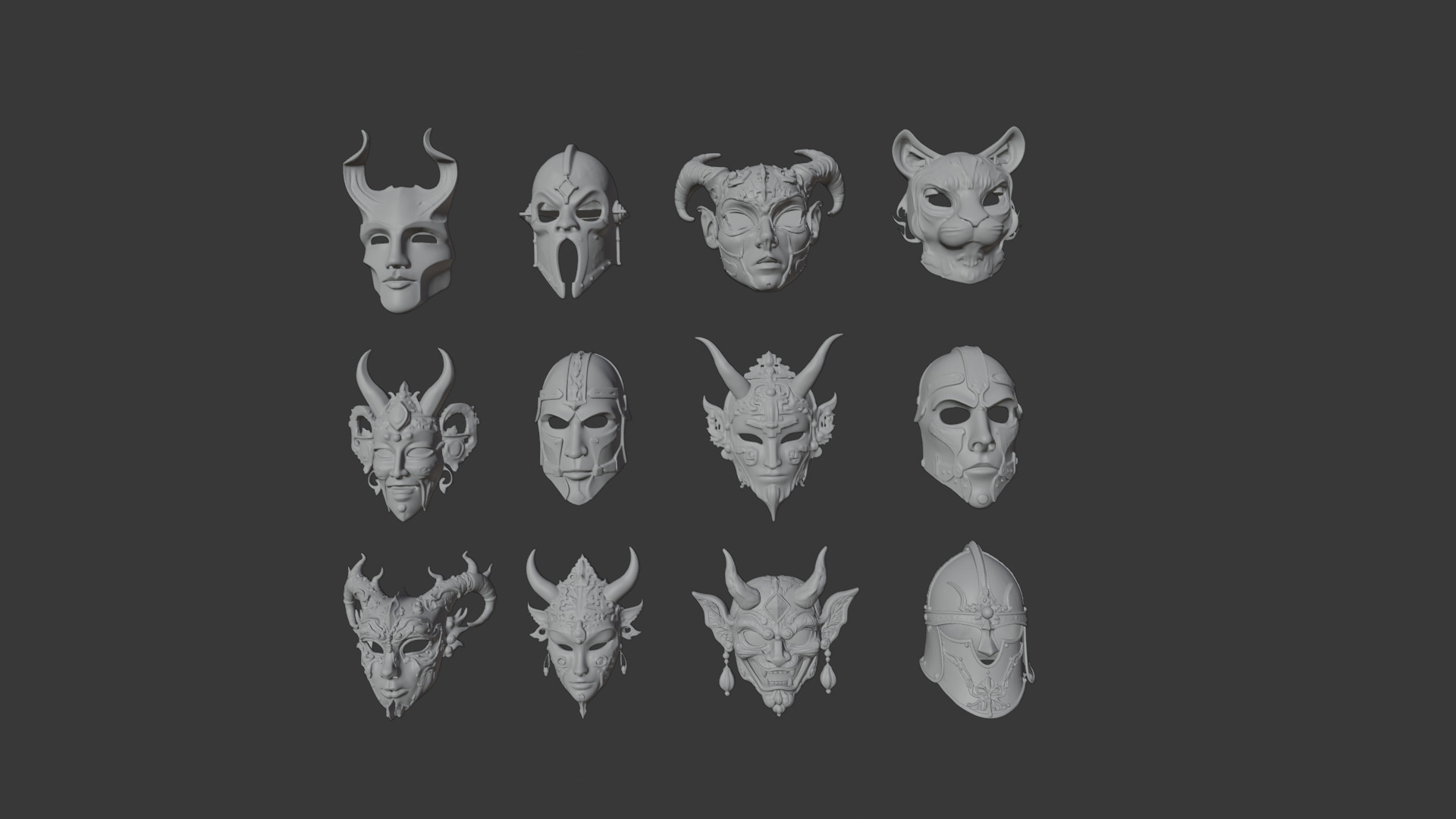 Epic Mythical Masks Collection - 3D Model Bundle Low-poly 3D model_3