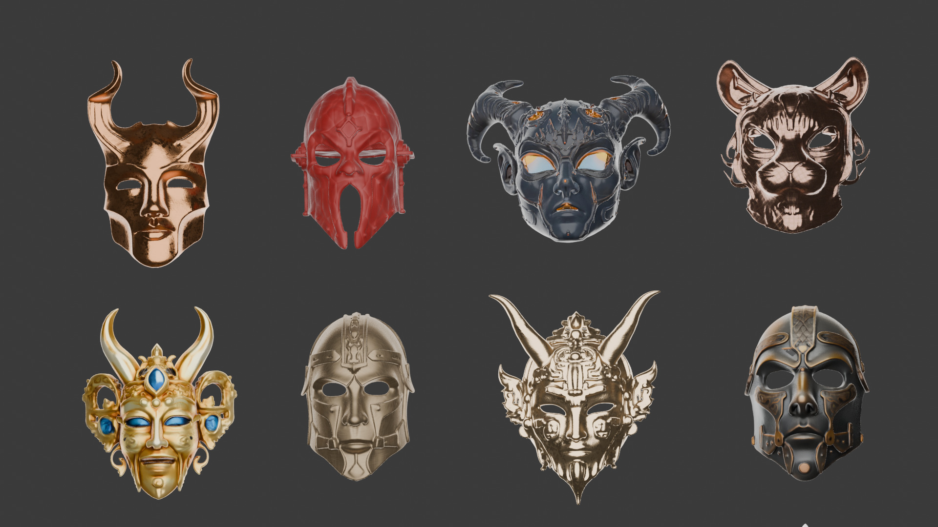 Epic Mythical Masks Collection - 3D Model Bundle Low-poly 3D model_6