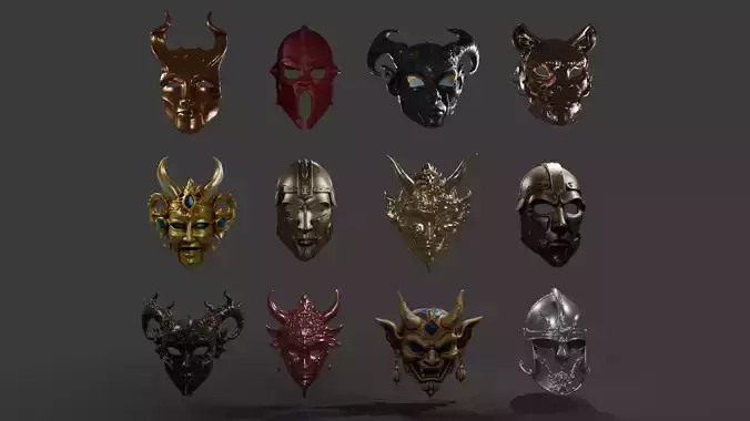 Epic Mythical Masks Collection - 3D Model Bundle
