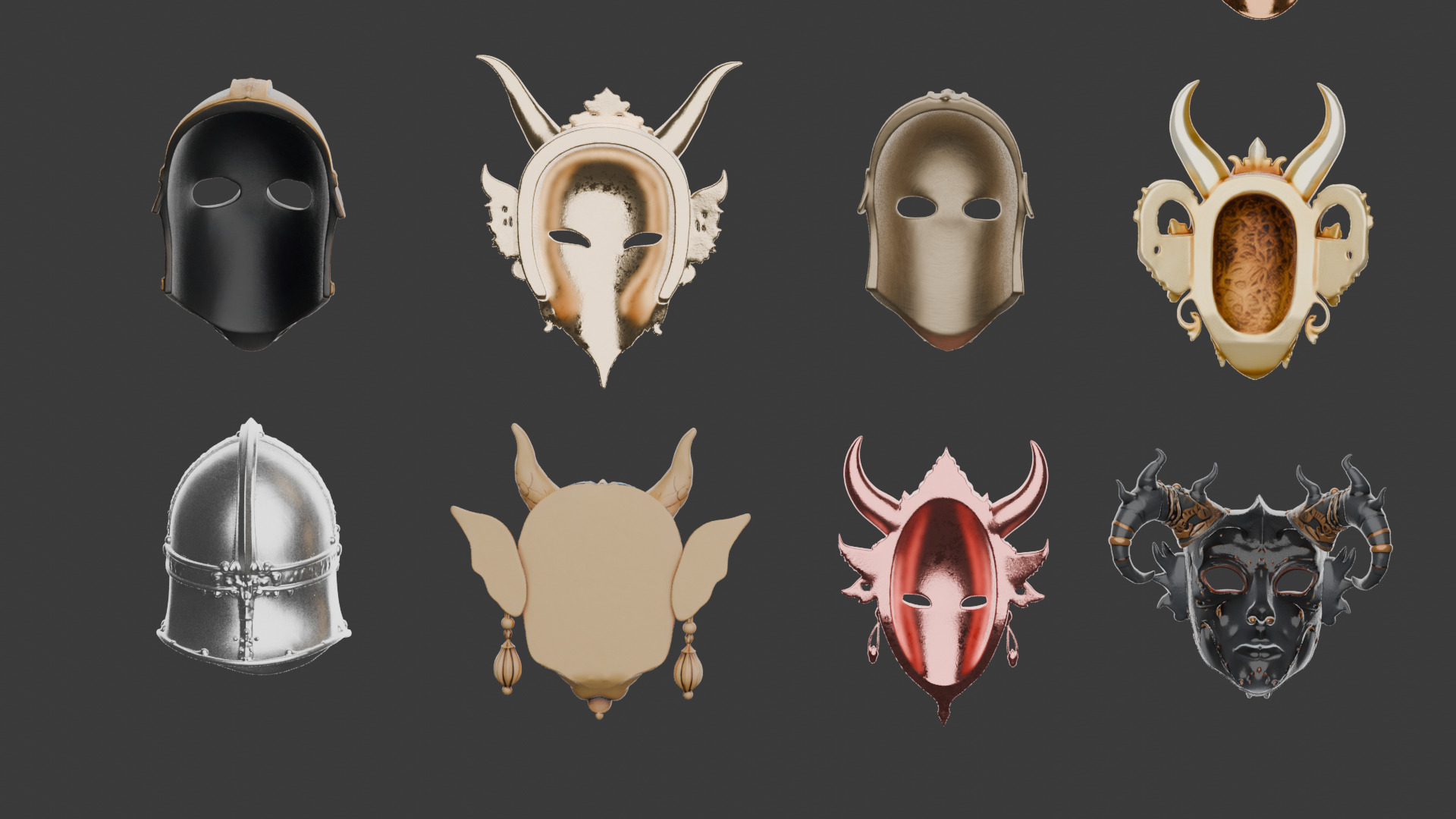 Epic Mythical Masks Collection - 3D Model Bundle Low-poly 3D model_7