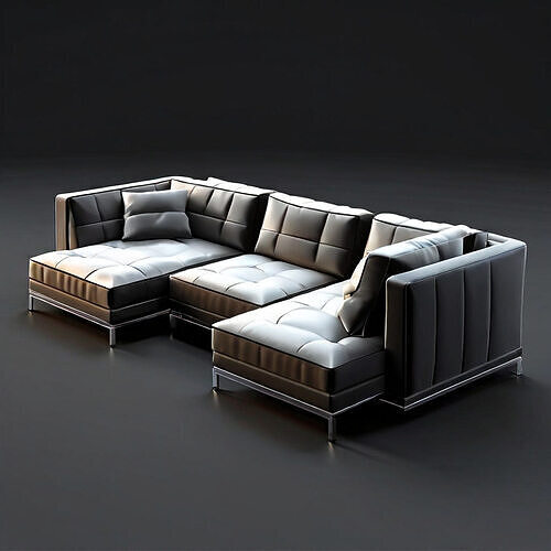 Modern Leather Sectional Sofa Low-poly 3D model