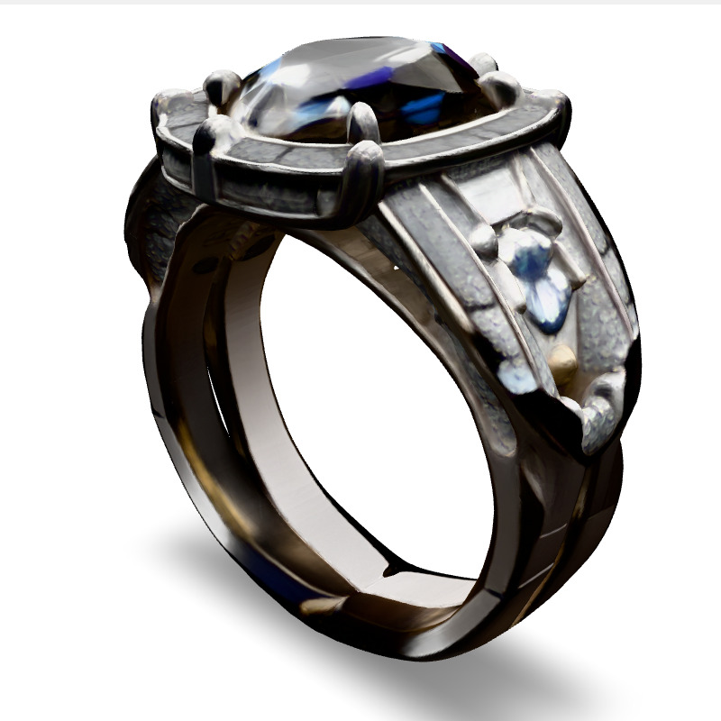 Diamond Ring Platinum High Detail Model Low-poly 3D model_1
