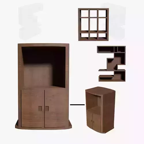 Deco BookShelfs Wood Style Scape Lignum Lot 2 Group N2- Low