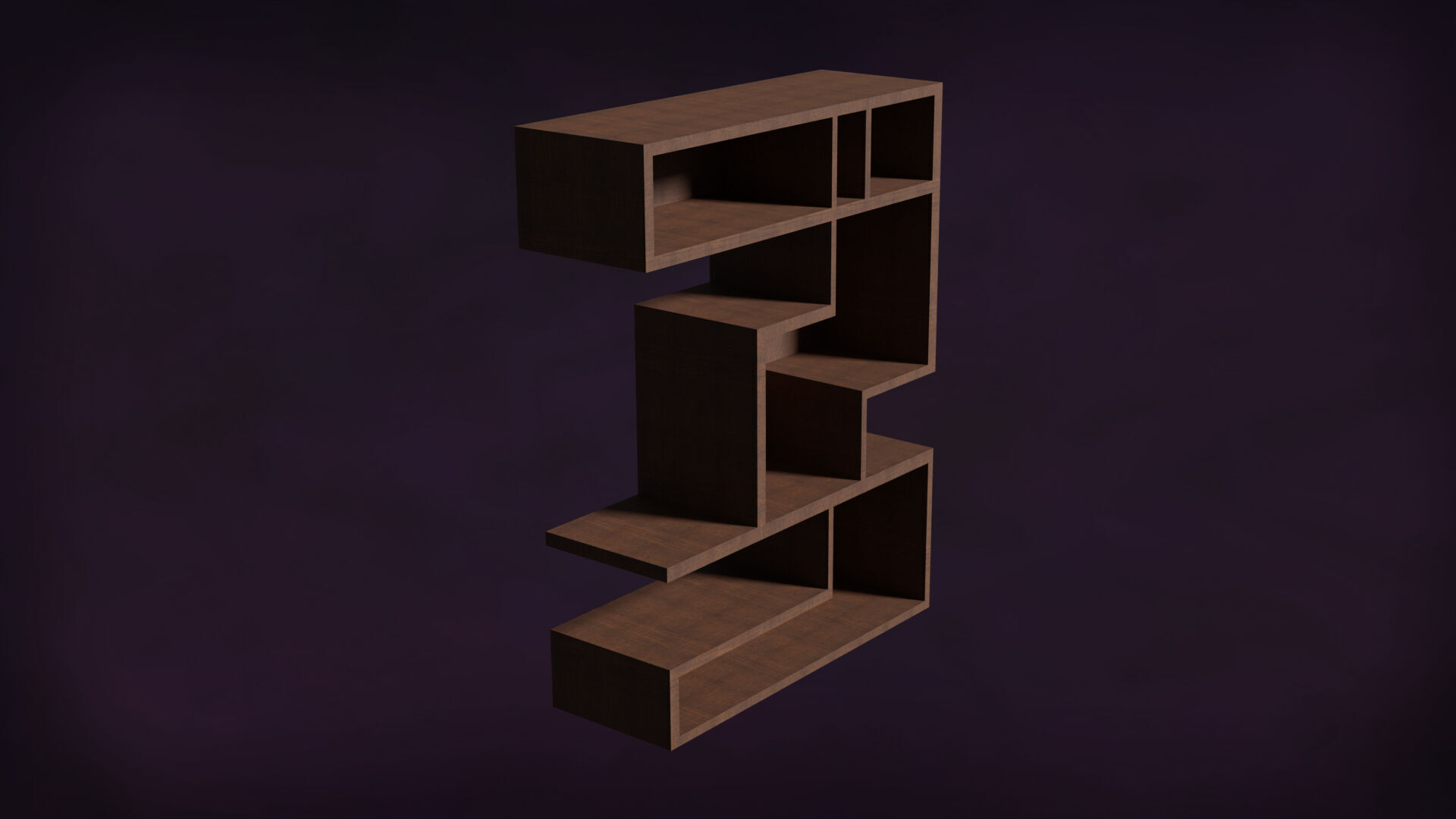 Deco BookShelfs Wood Style Scape Lignum Lot 2 Group N2- Low 3D model_13