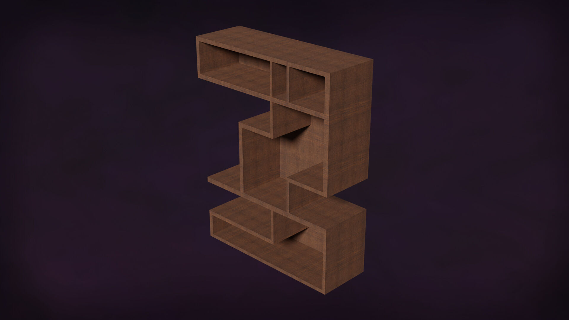 Deco BookShelfs Wood Style Scape Lignum Lot 2 Group N2- Low 3D model_10