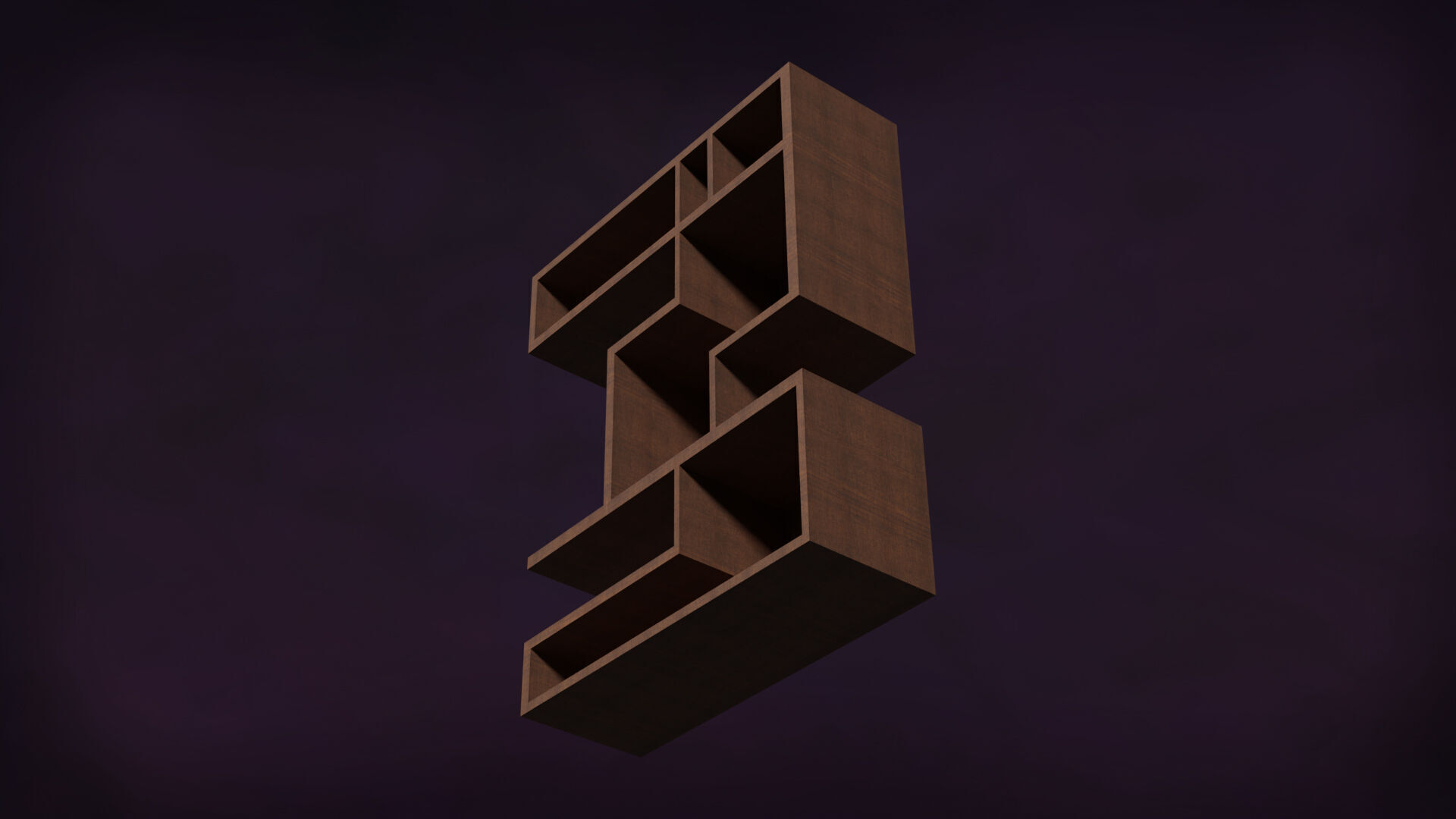 Deco BookShelfs Wood Style Scape Lignum Lot 2 Group N2- Low 3D model_4