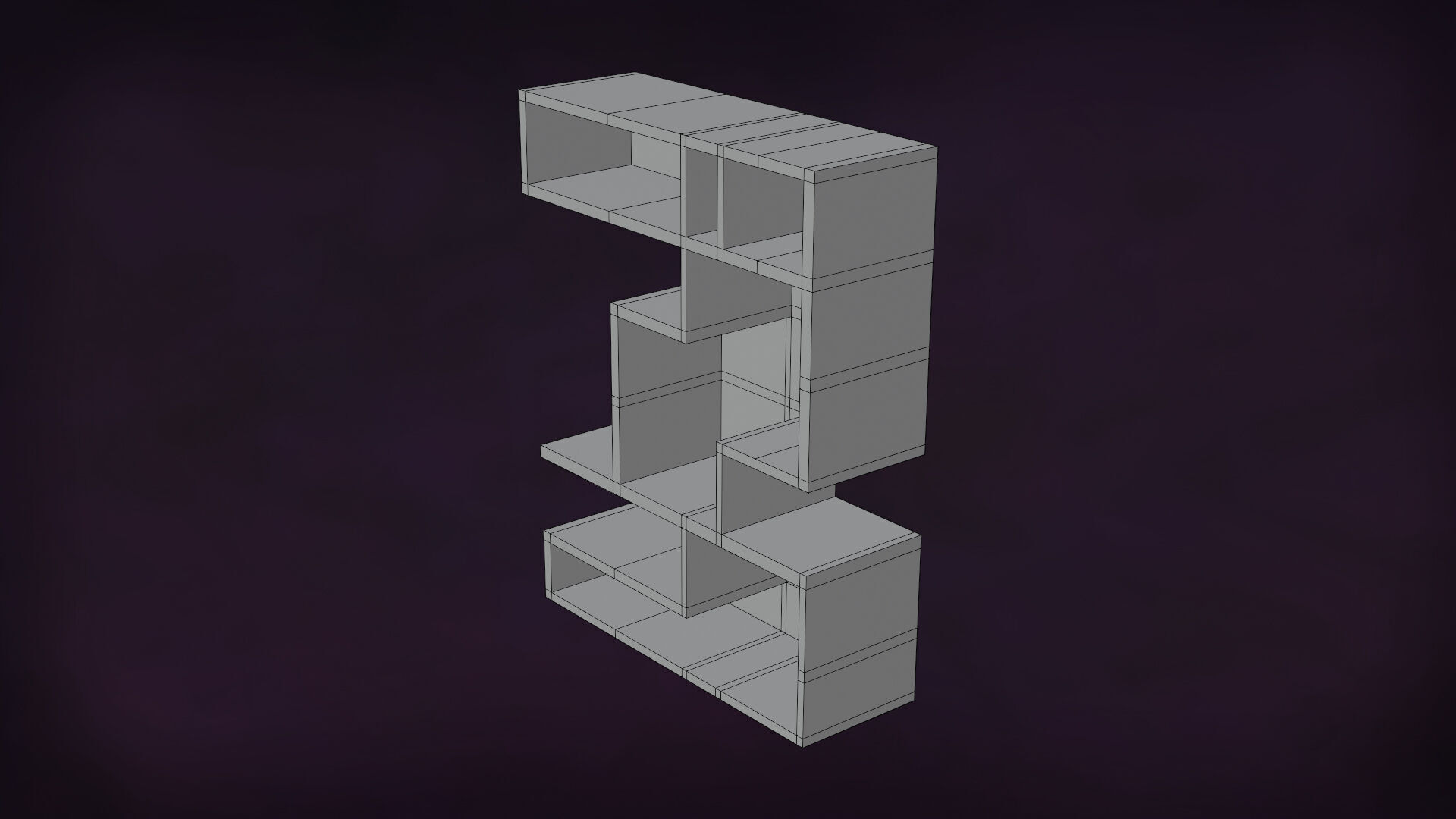 Deco BookShelfs Wood Style Scape Lignum Lot 2 Group N2- Low 3D model_22