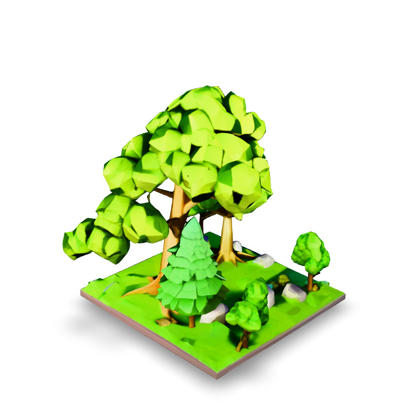 Low Poly Forest Scene Game Asset Low-poly 3D model_2