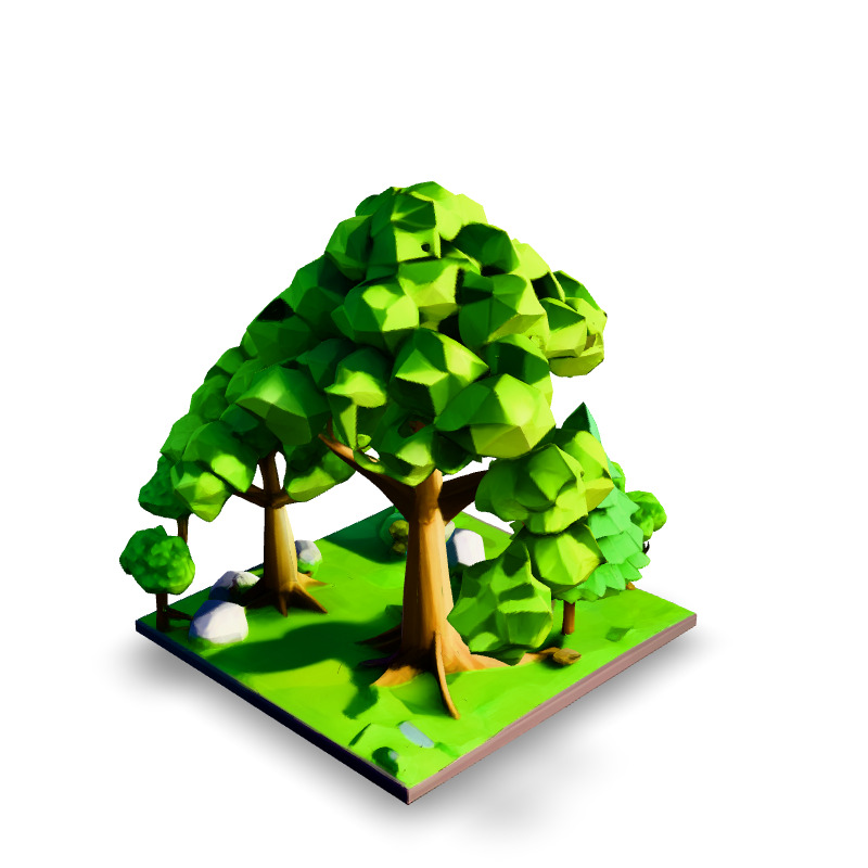 Low Poly Forest Scene Game Asset Low-poly 3D model_5
