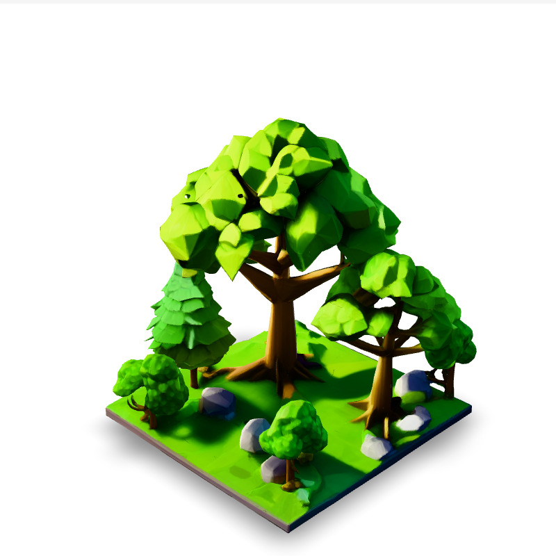 Low Poly Forest Scene Game Asset Low-poly 3D model_1