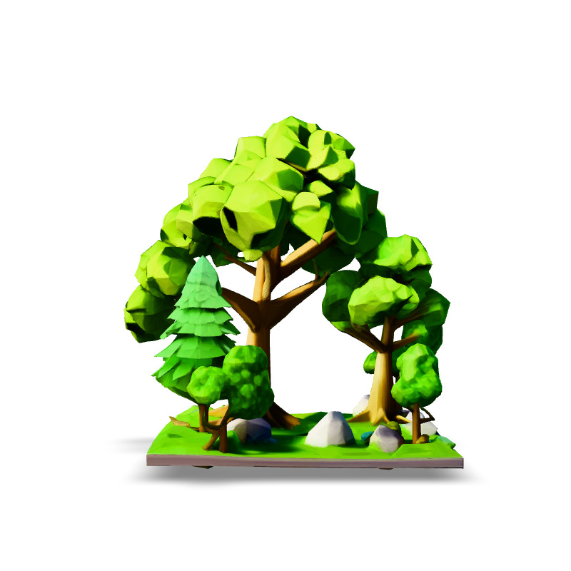 Low Poly Forest Scene Game Asset Low-poly 3D model_3